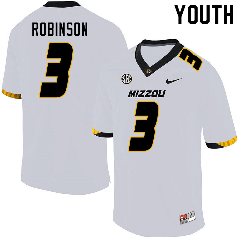Youth #3 Shawn Robinson Missouri Tigers College Football Jerseys Sale-White - Click Image to Close